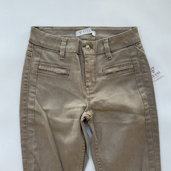 Guess Women’s Athletic Zip Skinny Jean In Khaki Ankle Zip Cropped Leg Size 25 - Picture 5 of 13